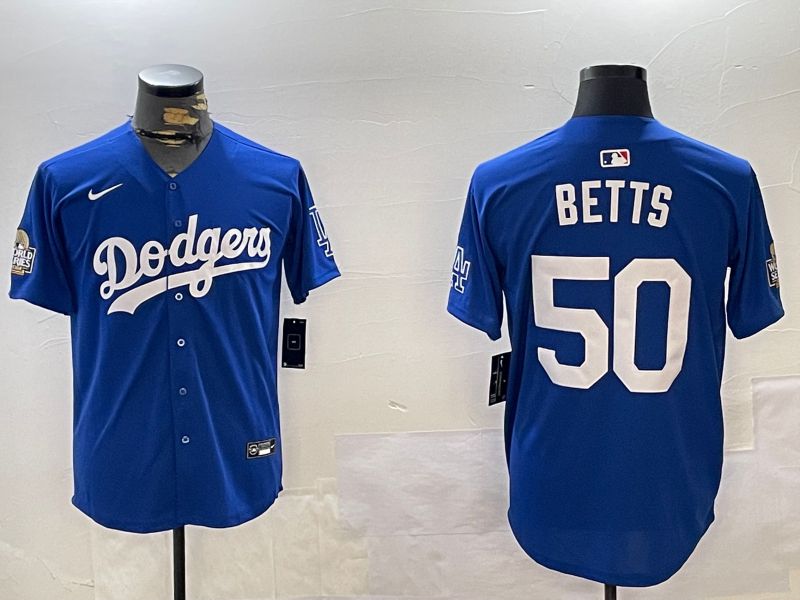 Men Los Angeles Dodgers 50 Betts Blue Game 2024 Nike MLB Jersey style 1216